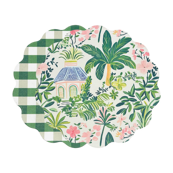 Vida Cabana Reversible Round Placemats Set 4 Pink & Green | Bone & Brass