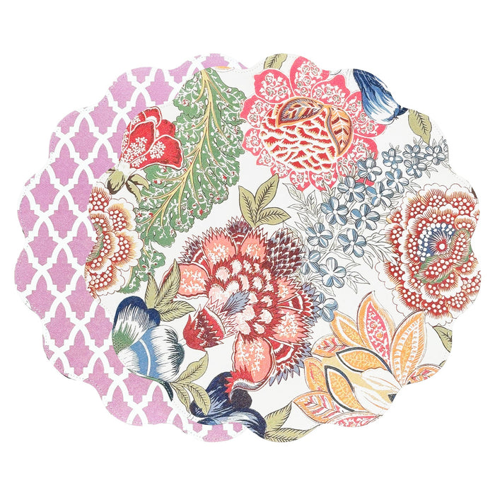 Vida Eggplant Pink Reversible Round Placemats Set 4 Blue & Pink | Bone & Brass