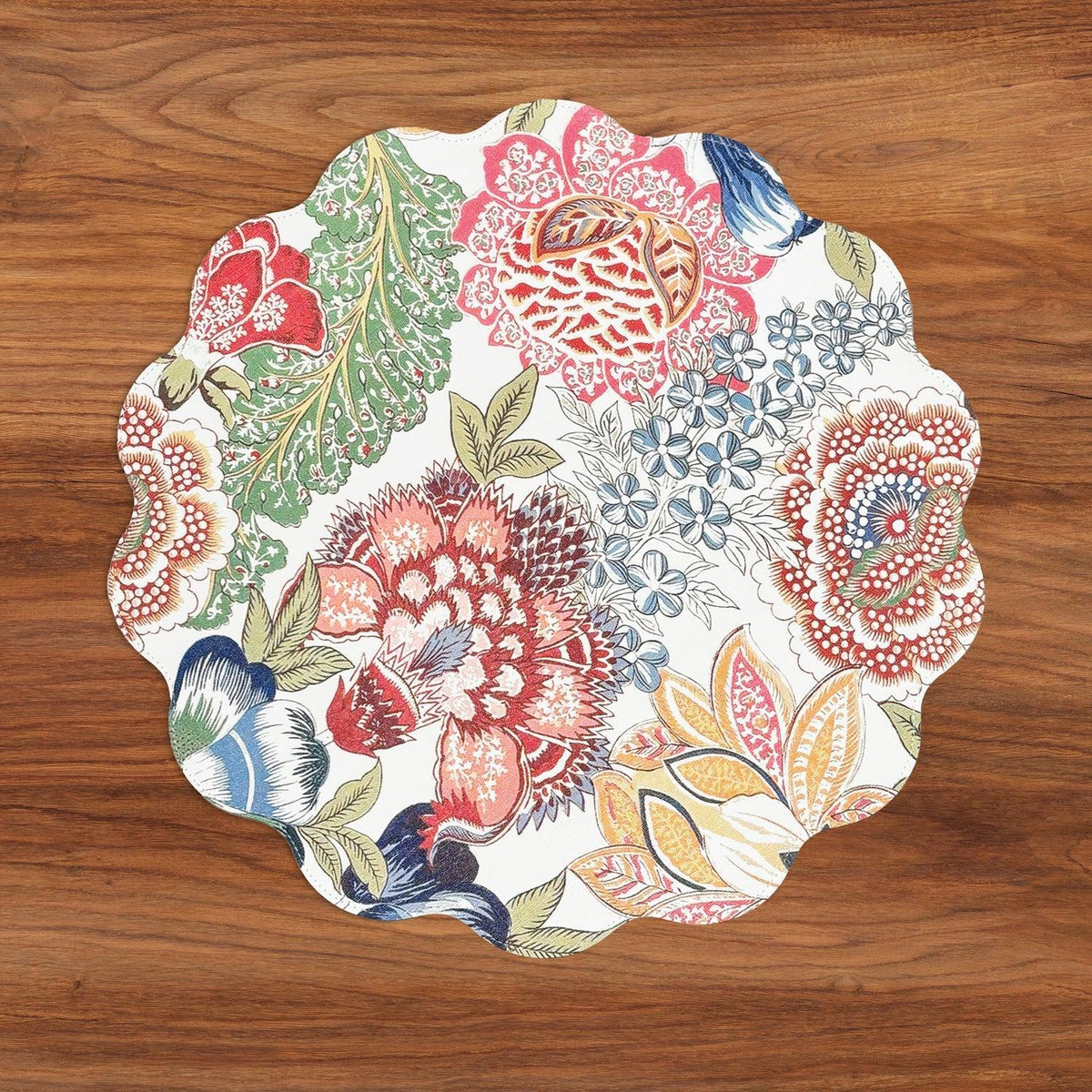 Vida Eggplant Pink Reversible Round Placemats Set 4 Blue & Pink - Placemat Texture Detail | Bone & Brass