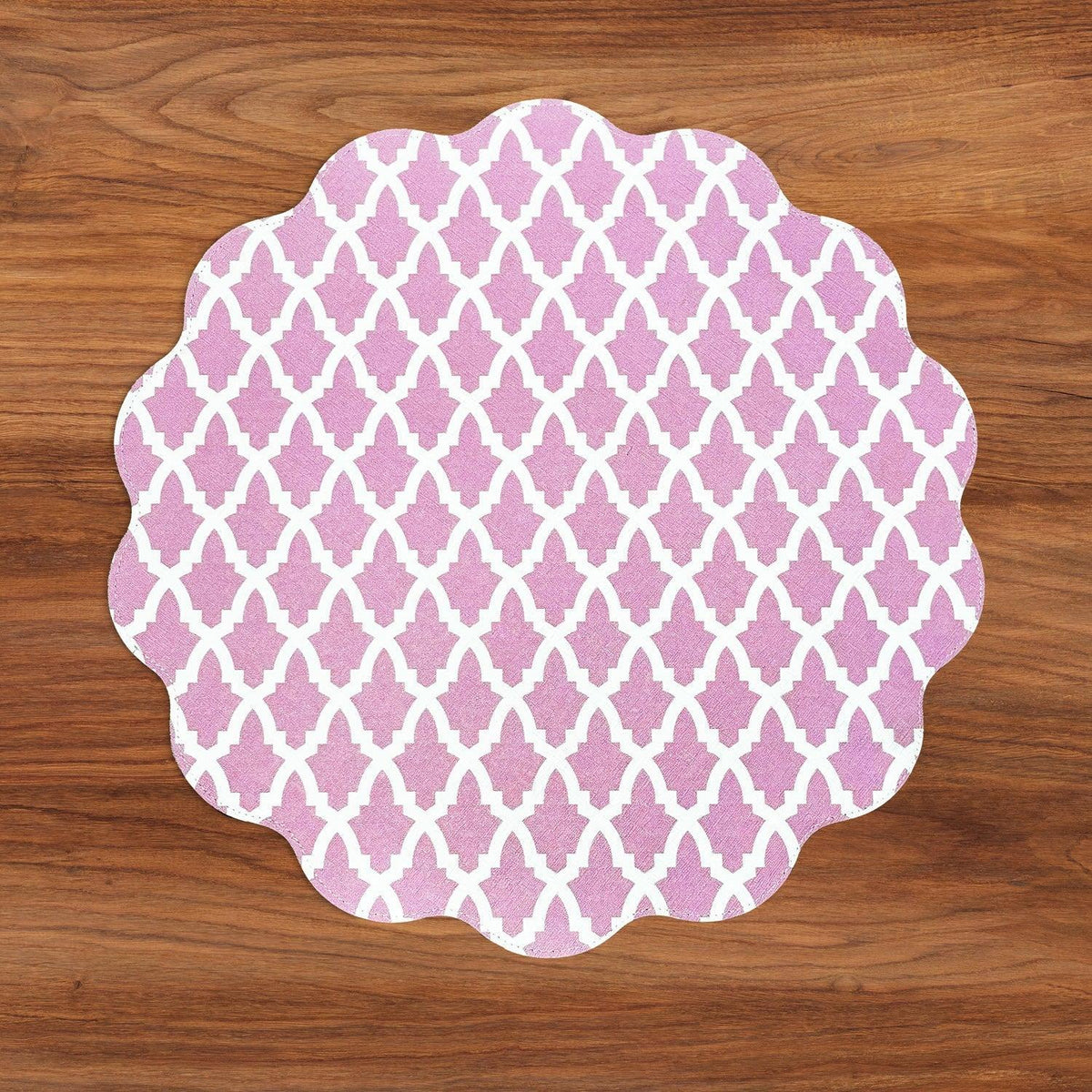 Vida Eggplant Pink Reversible Round Placemats Set 4 Blue & Pink - Placemat Side View | Bone & Brass