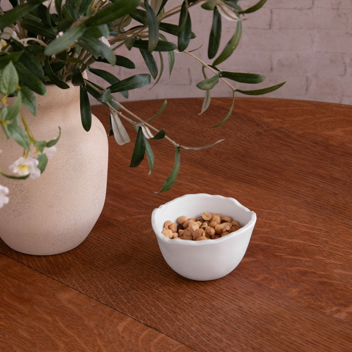 Vida Nube Osaka Small Bowl White - Bowl Side View | Bone & Brass