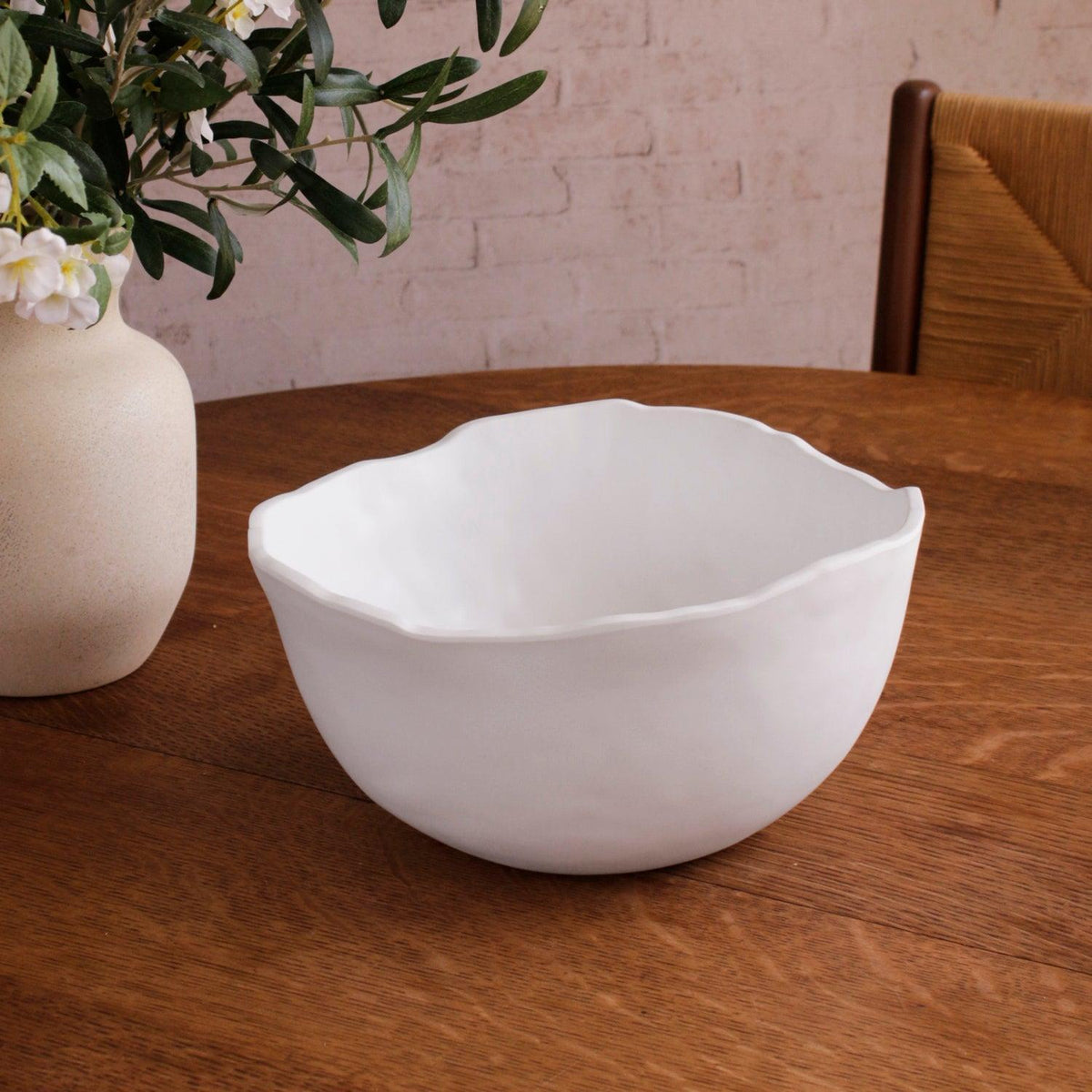 Vida Nube Osaka Medium Bowl White - Bowl Top View | Bone & Brass
