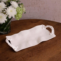 Vida Sasha Long Rectangle Tray Handles White - Tray Top View | Bone & Brass