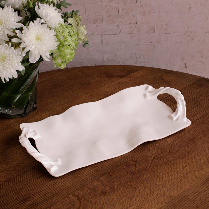 Vida Sasha Long Rectangle Tray Handles White