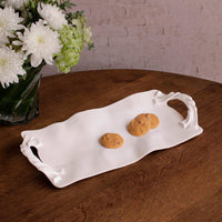 Vida Sasha Long Rectangle Tray Handles White - Tray Detail | Bone & Brass