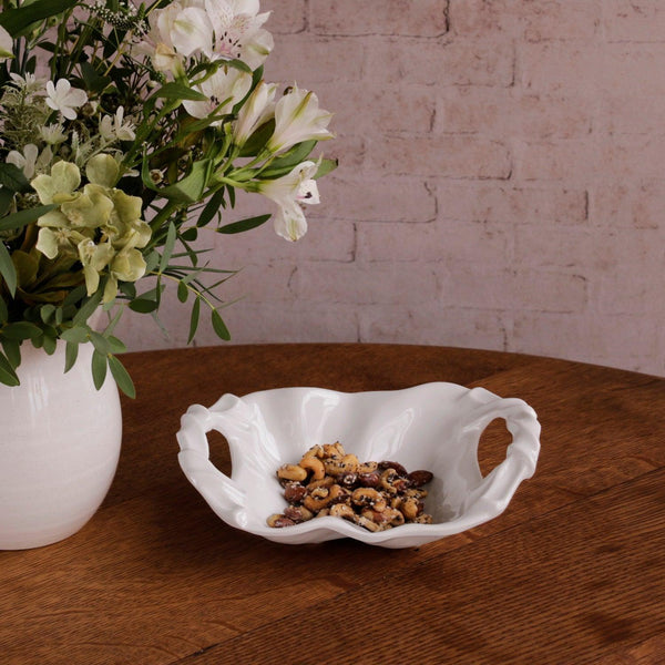 Vida White Sasha Small Bowl with Handles