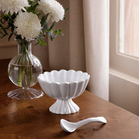 Vida Vienna Mini Pedestal Spoon White - Pedestal Side View | Bone & Brass