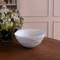 Vida Nube Large Deep Round Bowl White - Bowl Top View | Bone & Brass