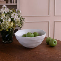 Vida Nube Large Deep Round Bowl White - Bowl Detail | Bone & Brass
