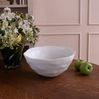 Vida Nube Large Deep Round Bowl White - Bowl Side View | Bone & Brass