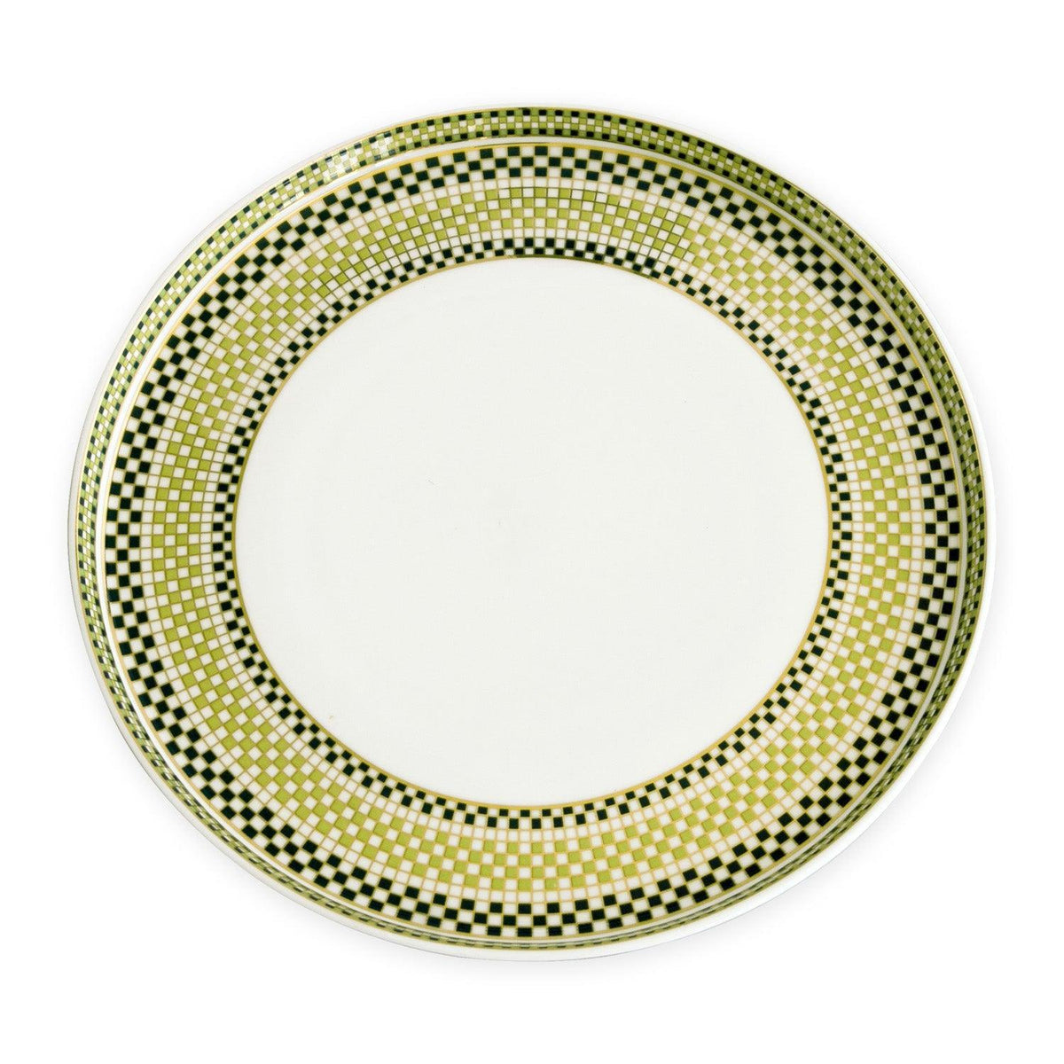 Ceramic Ravenna Dinner Plate Set 4 Green & Gold