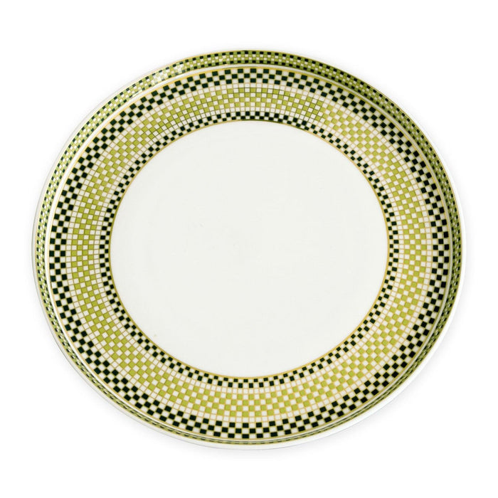 Ceramic Ravenna Dinner Plate Set 4 Green & Gold