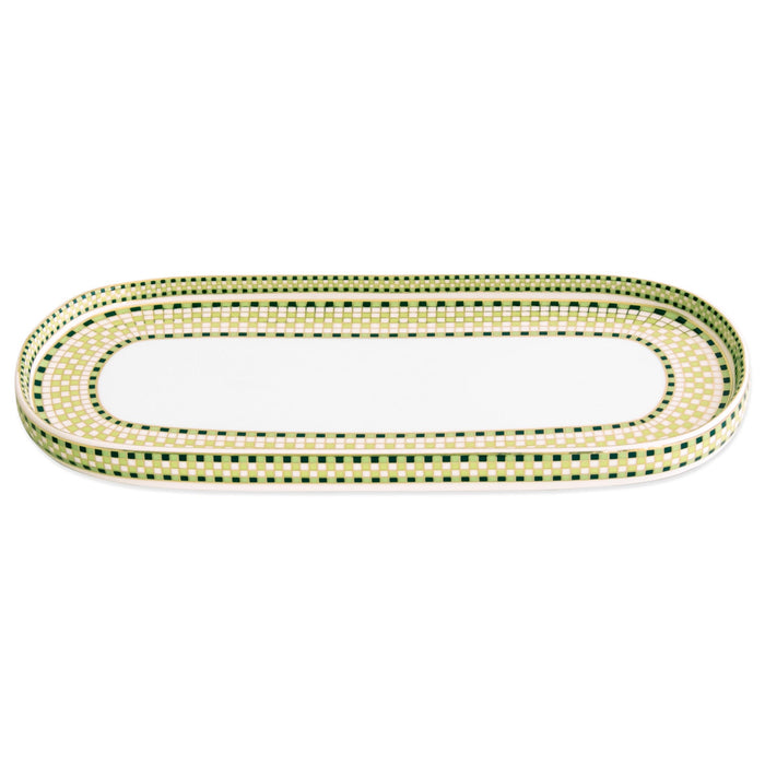 CERAMIC Ravenna Long Oval Platter Set of 2 Green & Gold