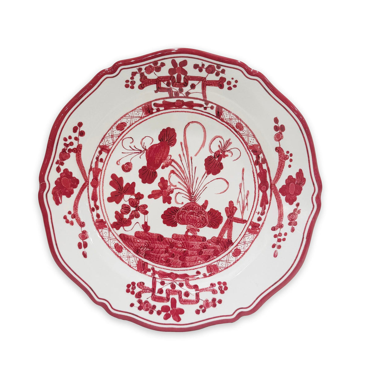 White & Red Faenza Dinner Plate Set of 4