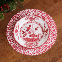 Vida Faenza Leopard Reversible Round Placemats Set 4 White & Red - Placemat Detail | Bone & Brass
