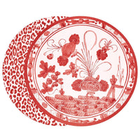 Vida Faenza Leopard Reversible Round Placemats Set 4 White & Red | Bone & Brass