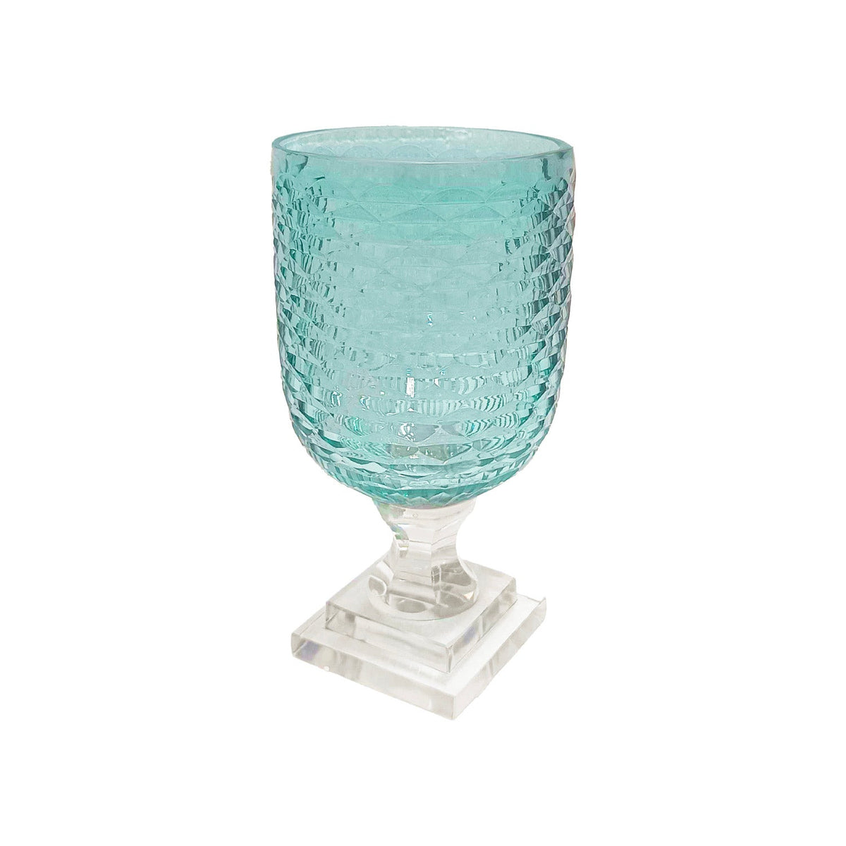 Glass Eclat Small Hurricane Pale Blue & Clear | Bone & Brass