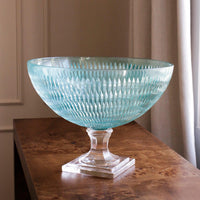 Glass Eclat Centerpiece Pale Blue & Clear - Centerpiece Side View | Bone & Brass