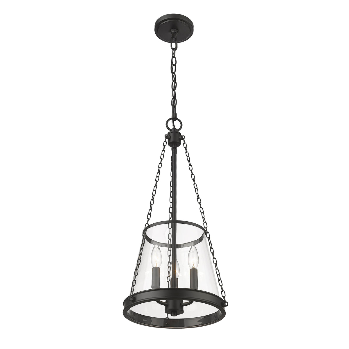 Matte Black Clear Glass Lantern Pendant