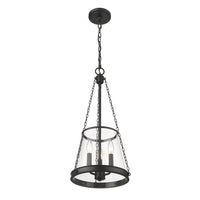 Matte Black Clear Glass Lantern Pendant