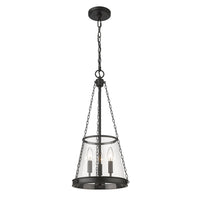 Matte Black Clear Glass Lantern Pendant