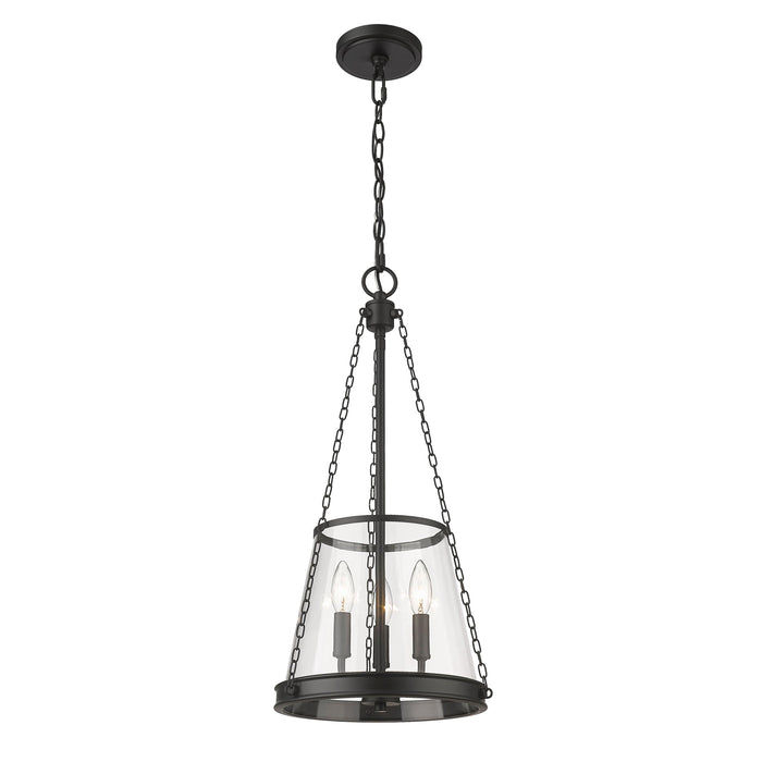 Matte Black Clear Glass Lantern Pendant