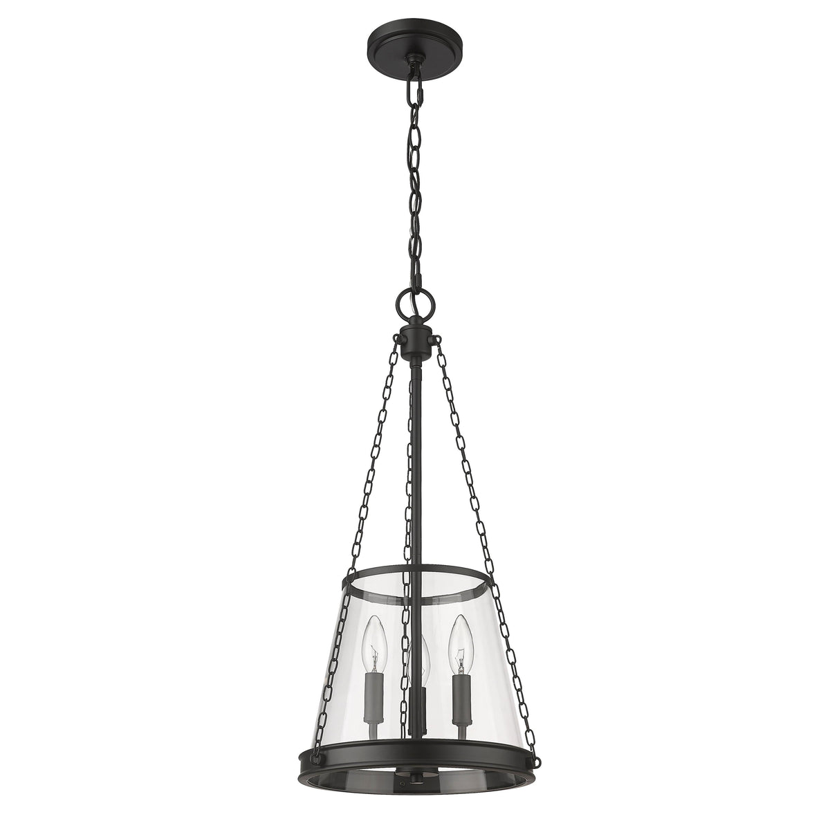 Matte Black Clear Glass Lantern Pendant
