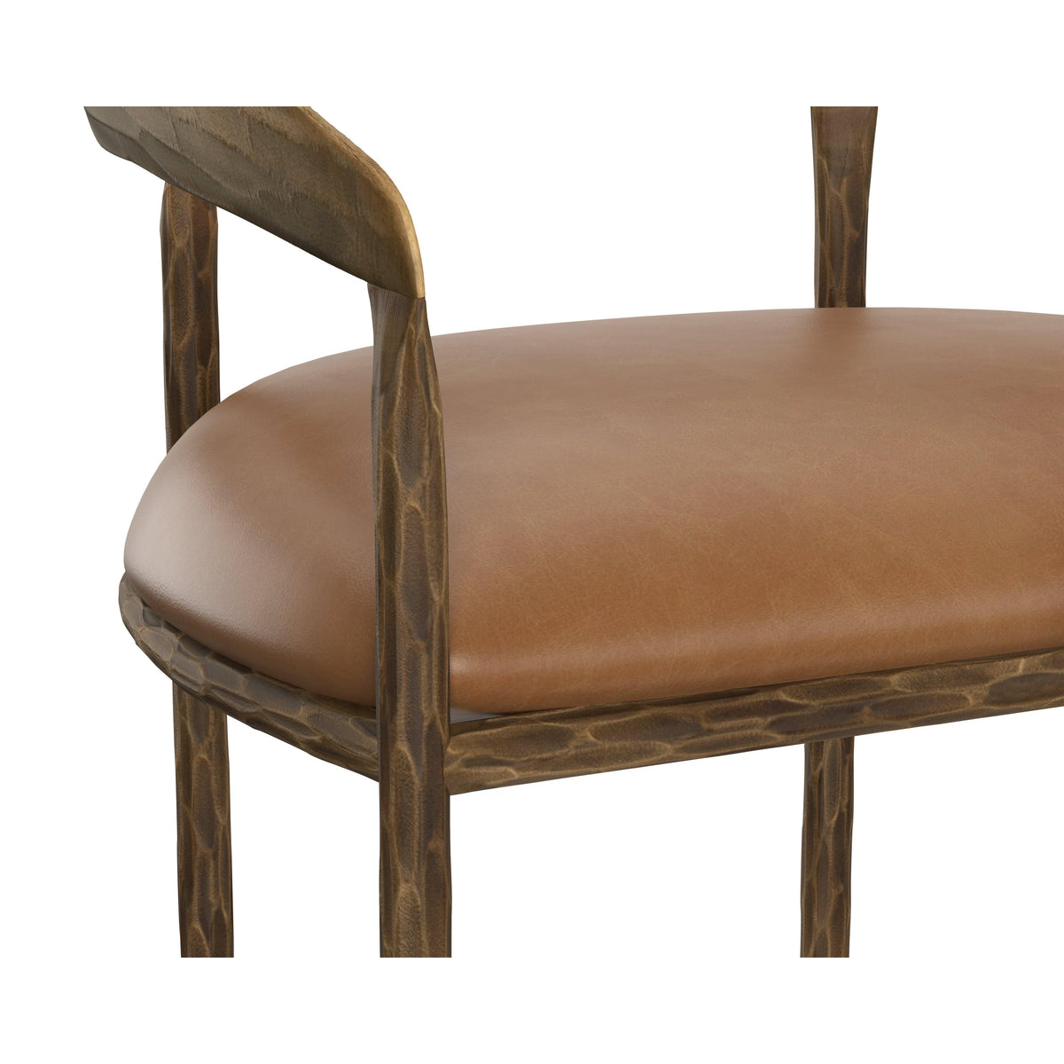Zanatta Hammered Brass & Tan Leather Counter Stool - Stool View | Bone & Brass