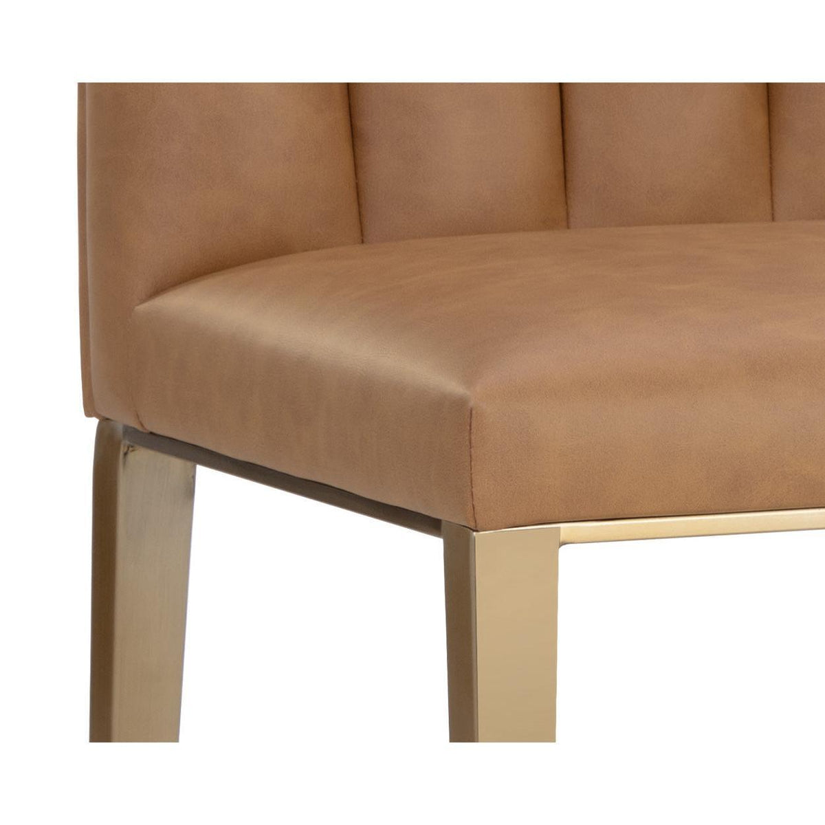 Wilbur Counter Stool - Milliken Cognac - Stool Seat Detail | Bone & Brass