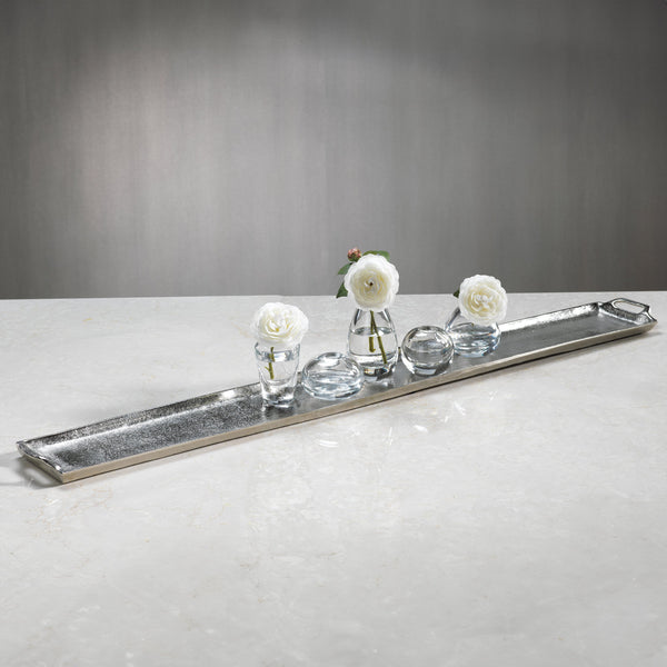 40-Inch Long Nickel Decorative Tray - Tray Detail | Bone & Brass