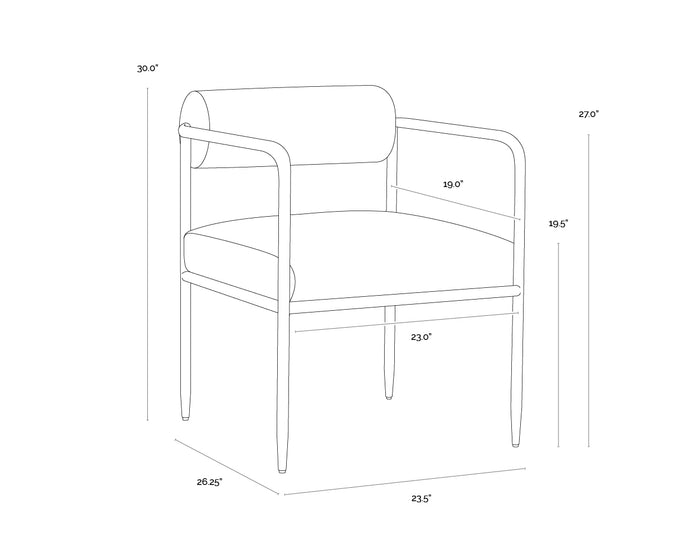 Ajani Dining Charcoal Black Leather Armchair