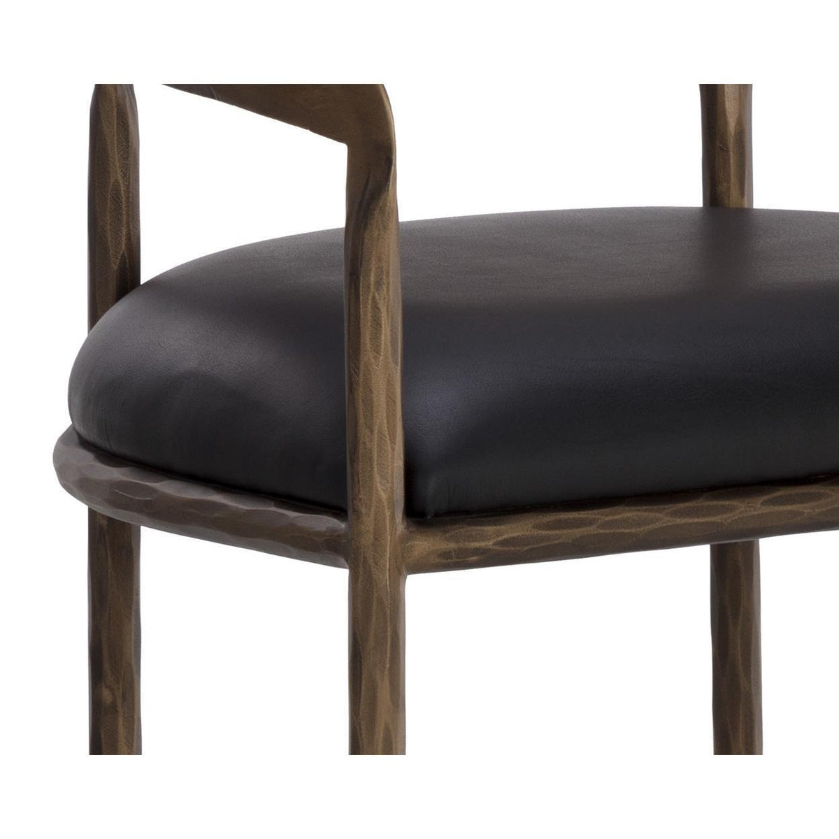 Zanatta Charcoal Black Leather & Antique Brass Barstool - Stool View | Bone & Brass