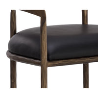 Zanatta Charcoal Black Leather & Antique Brass Barstool - Stool View | Bone & Brass