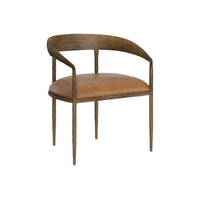 Zanatta Hammered Brass & Tan Leather Dining Armchair | Bone & Brass