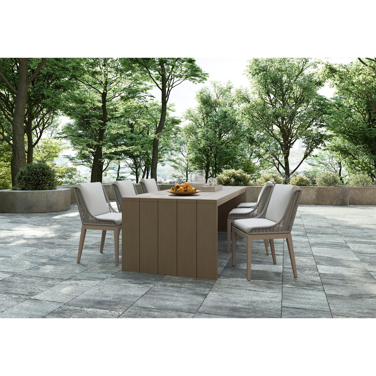 Sorrento Grey Woven Dining Chair - Outdoor Dining Chair Side View | Bone & Brass