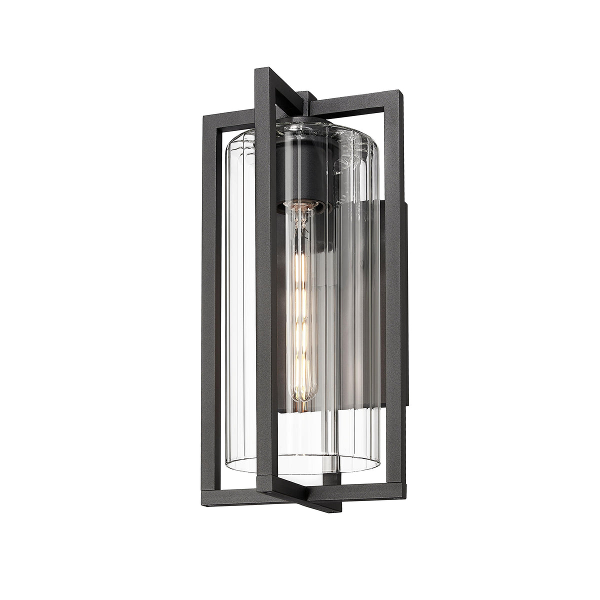 Black Linear Ribbed Outdoor Wall Light