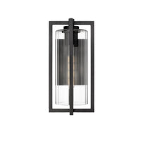 Black Linear Ribbed Outdoor Wall Light