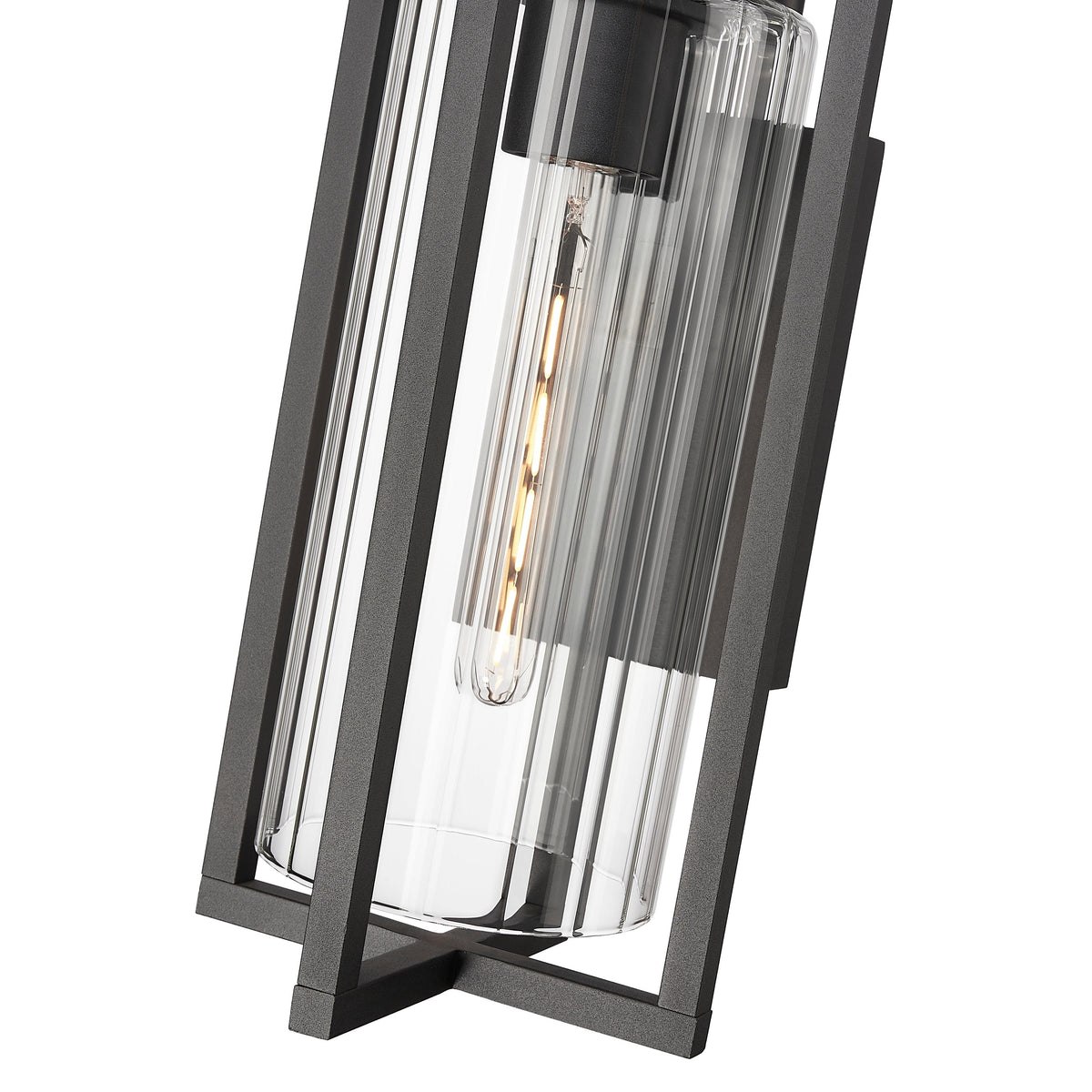 Black Linear Ribbed Outdoor Wall Light
