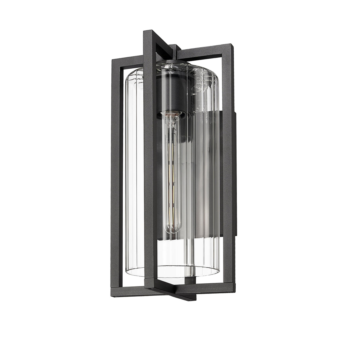 Black Linear Ribbed Outdoor Wall Light
