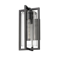Black Linear Ribbed Outdoor Wall Light