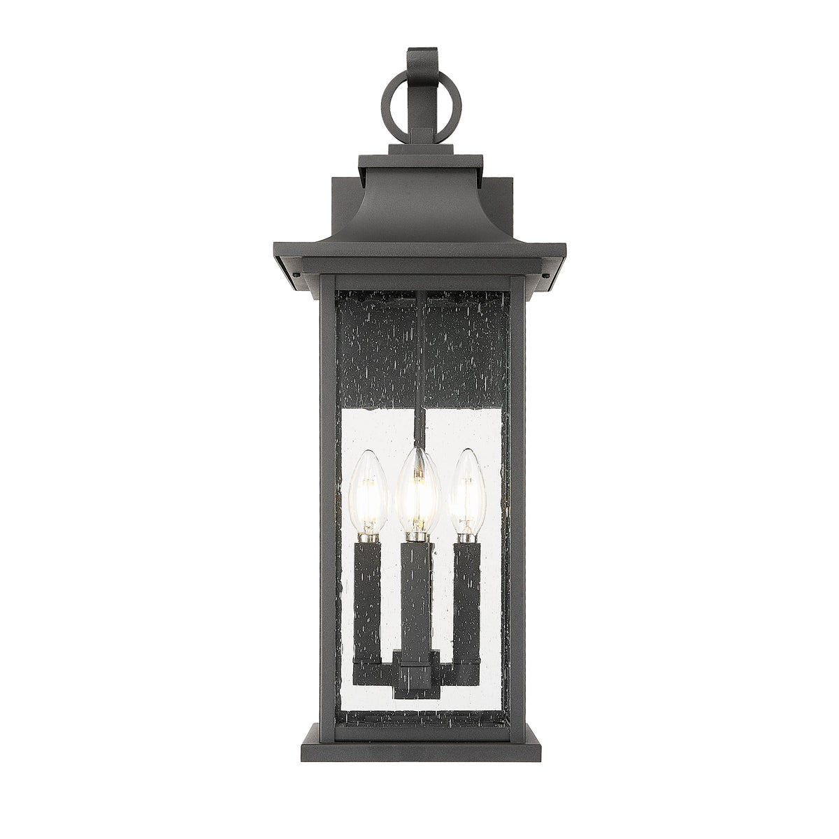 Black Seedy Glass Outdoor Wall Lantern
