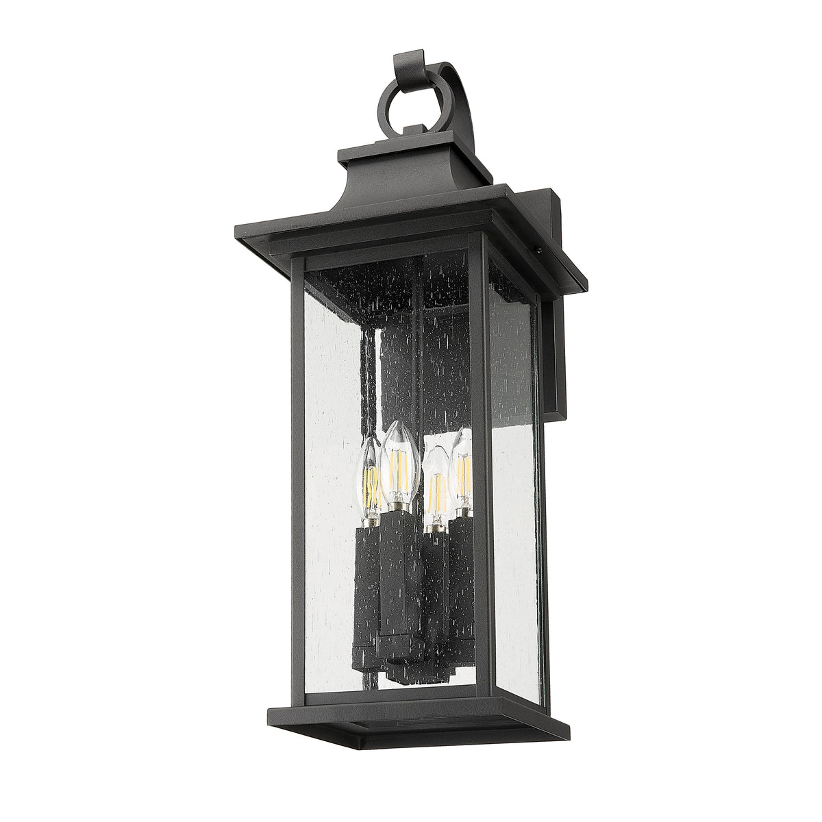 Black Seedy Glass Outdoor Wall Lantern