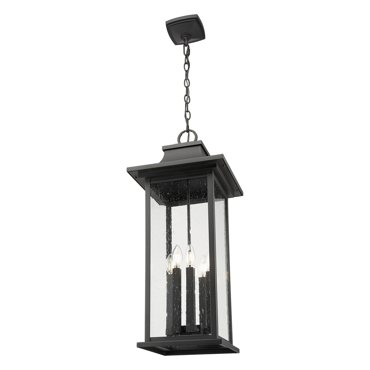 Black Oversized Seedy Glass Outdoor Pendant