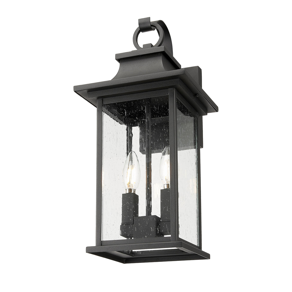 Black Scrolled Seedy Glass Wall Lantern