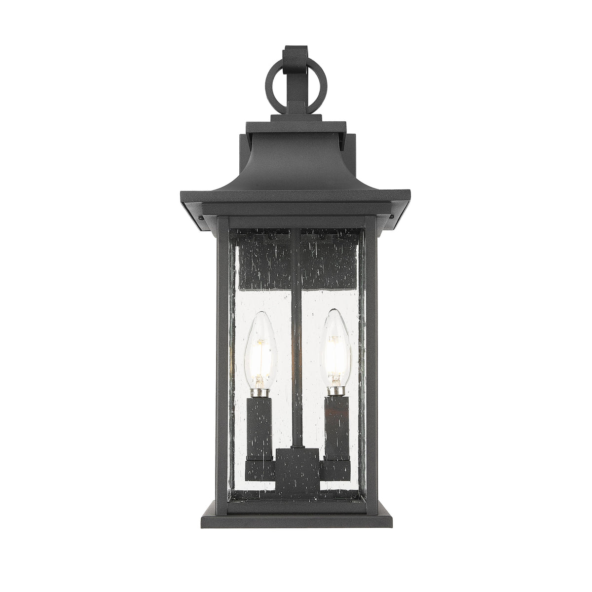 Black Scrolled Seedy Glass Wall Lantern