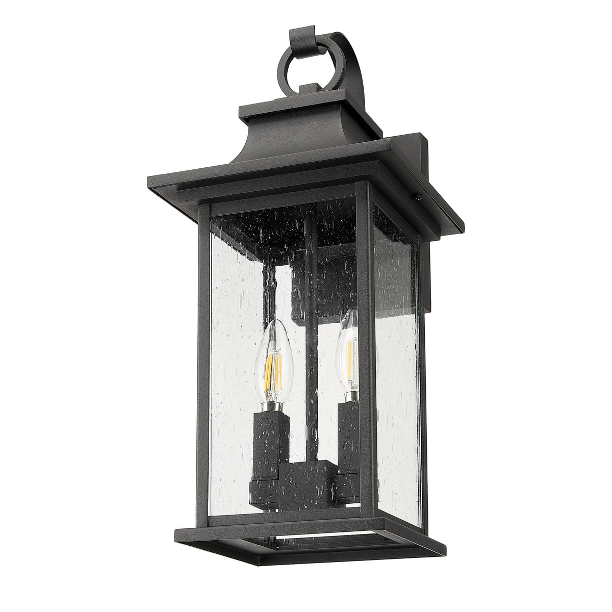 Black Scrolled Seedy Glass Wall Lantern