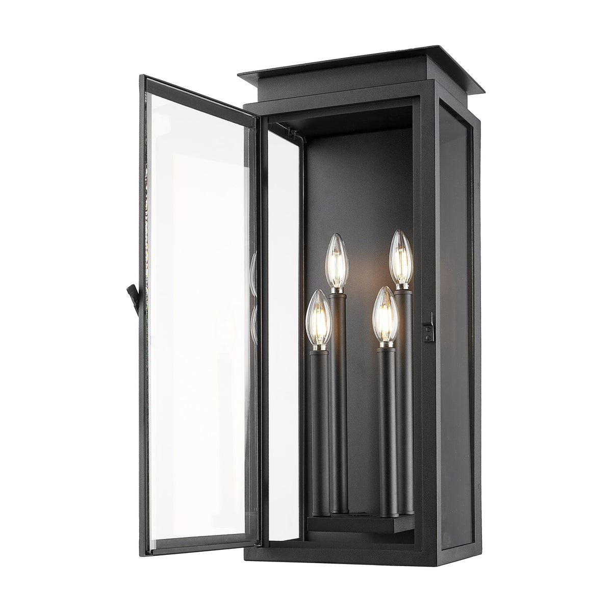 Black Stepped Glass Outdoor Wall Lantern