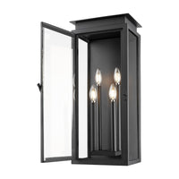 Black Stepped Glass Outdoor Wall Lantern