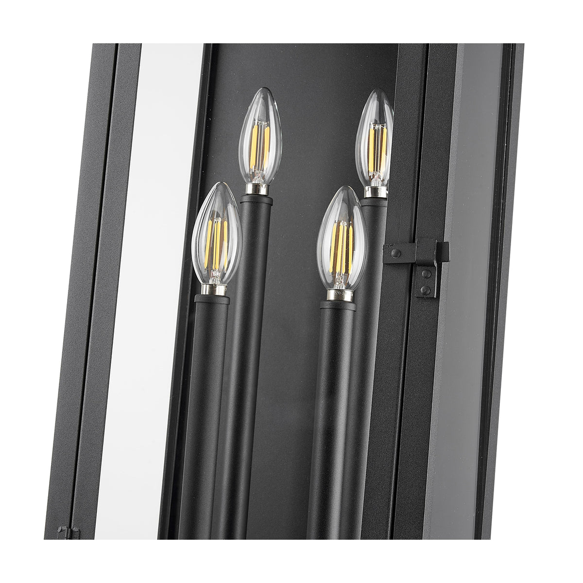 Black Stepped Glass Outdoor Wall Lantern