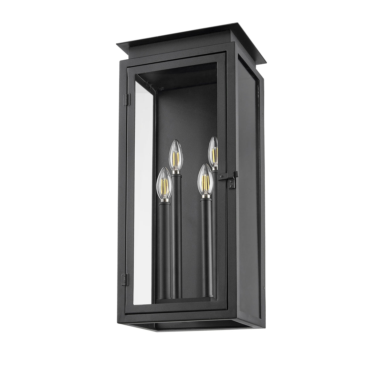 Black Stepped Glass Outdoor Wall Lantern